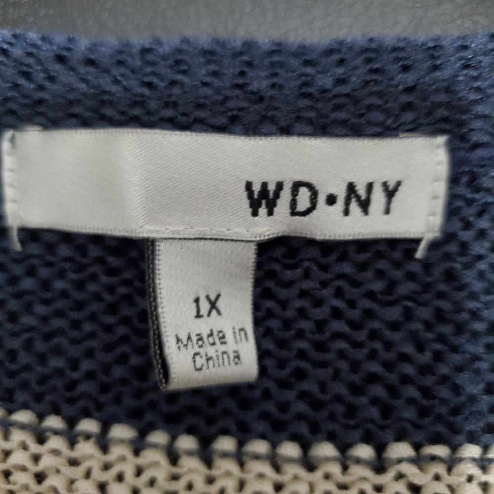 2/$30 WD.NY Women's Short Sleeve Striped Sweater Size 1X - Picture 5 of 8